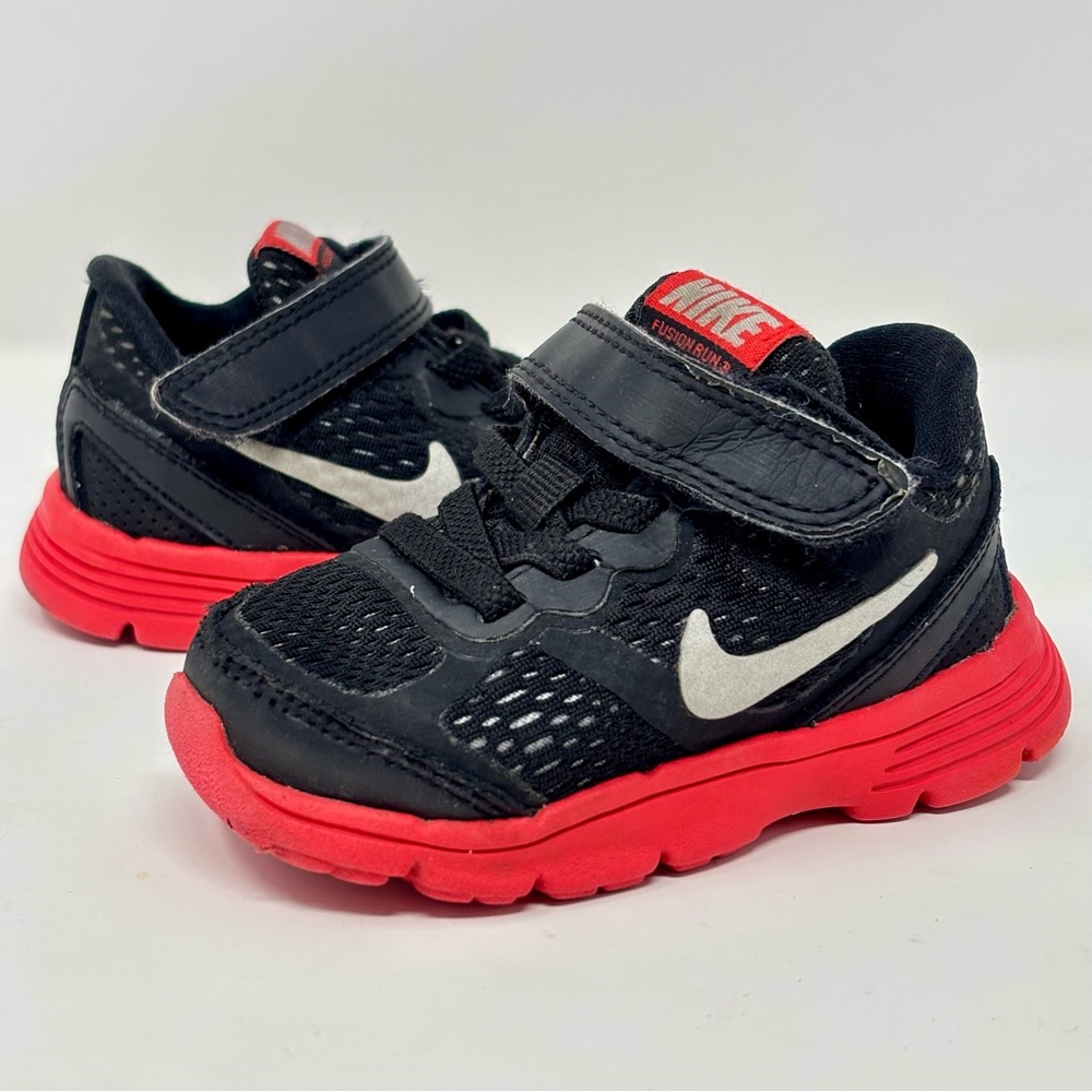 Infant Nike Fusion Run 2 Black Red Baby Infant Shoes Sneakers Unisex 654154 003